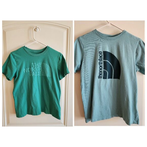2 North Face Half Dome Tees T-Shirt bundle Blue Green Cotton Small - Picture 1 of 11